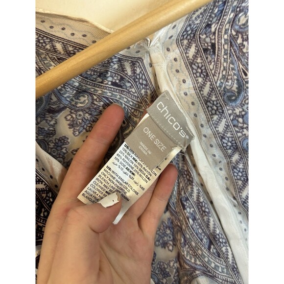 Chico’s One Size Silk Kimono Satin Burnout Shawl Paisley Free People Boho - Picture 4 of 6